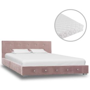 VidaXL Säng med madrass rosa sammet 120x200 cm