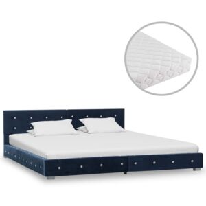 VidaXL Säng med madrass blå sammet 160x200 cm