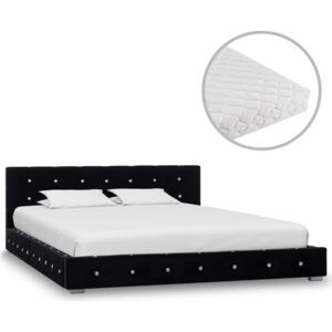 VidaXL Säng med madrass svart sammet 140x200 cm