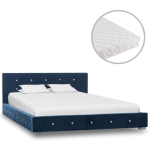 VidaXL Säng med madrass blå sammet 120x200 cm