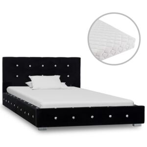 VidaXL Säng med madrass svart sammet 90x200 cm