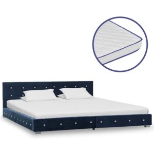 VidaXL Säng med memoryskummadrass blå sammet 160x200 cm