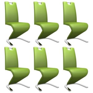 VidaXL Matstolar med sicksack-form 6 st grön konstläder