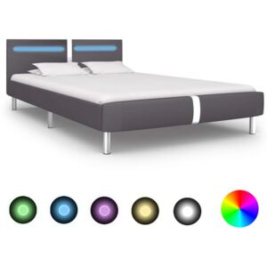 VidaXL Sängram med LED grå konstläder 120x200 cm