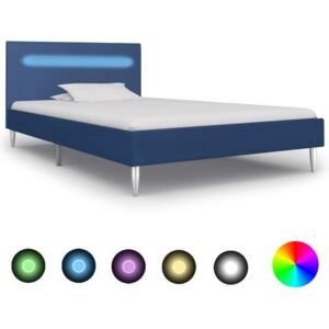 VidaXL Sängram med LED blå tyg 90x200 cm