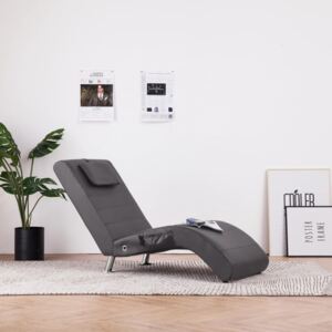 VidaXL Massageschäslong med kudde grå konstläder
