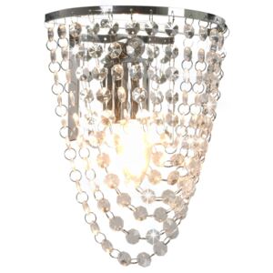 Vägglampa med kristallpärlor silver oval E14-lampor