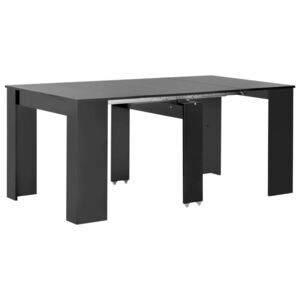 VidaXL Utdragbart matbord svart högglans 175x90x75 cm