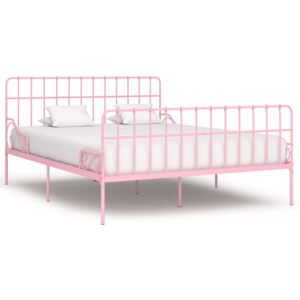 VidaXL Sängram med ribbotten rosa metall 180x200 cm
