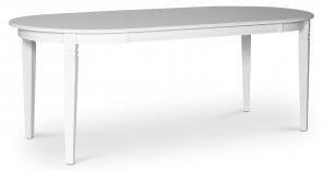 Sandhamn ovalt vitt matbord 200x95 cm + Möbelvårdskit för textilier