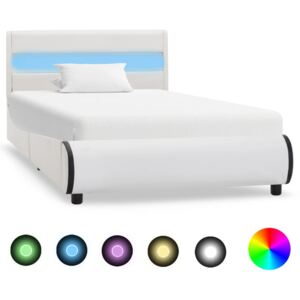 VidaXL Sängram med LED vit konstläder 90x200 cm