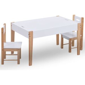 VidaXL Matbord och stolar för barn 3 delar griffeltavla svart och vit
