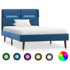 VidaXL Sängram med LED blå tyg 90x200 cm