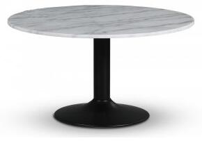 Empire matbord Ø105 cm - Ljus marmor / Svart trumpetfot
