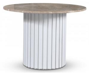 Empire matbord Ø105 cm - Empradore marmor / Vit lamell träfot
