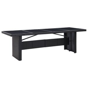VidaXL Trädgårdsbord svart 240x90x74 cm konstrotting och glas