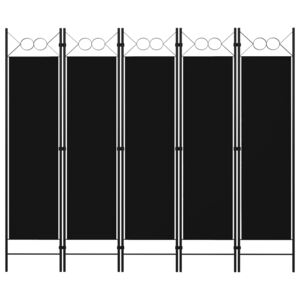 VidaXL Rumsavdelare 5 paneler svart 200x180 cm