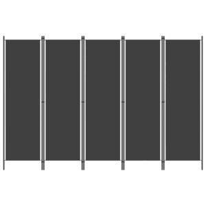 VidaXL Rumsavdelare 5 paneler svart 250x180 cm