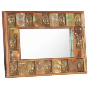 VidaXL Spegel med buddha-utsmyckningar 80x50 cm massivt återvunnet trä