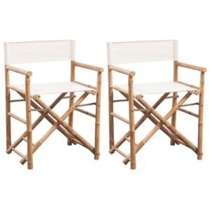VidaXL Hopfällbar regissörsstol 2 st bambu med kanvas