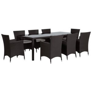 Beliani Trädgårdsmöbelset av bord och 8 stolar konstrotting svart ITALY