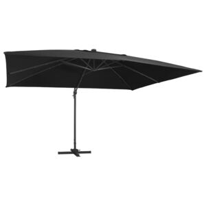 VidaXL Frihängande parasoll med aluminiumstång & LED 400x300 cm svart