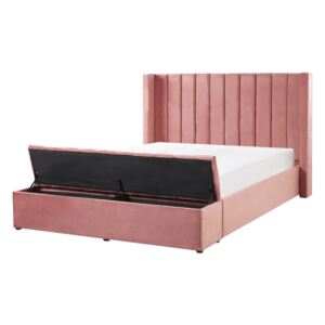 Beliani Säng med förvaringsbänk 180 x 200 cm sammet rosa NOYERS