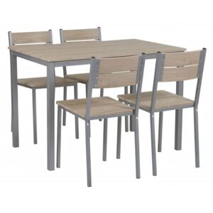 Beliani Matgrupp av bord och 4 stolar ljusbrun/grå BLUMBERG