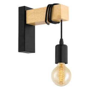 EGLO Vägglampa LED Townshend 1 lampa trä svart och beige