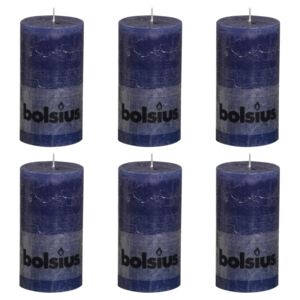 Bolsius Rustika blockljus 6 st 130x68 mm mörkblå