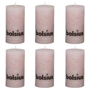Bolsius Rustika blockljus 6 st 130x68 mm pastellrosa