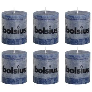 Bolsius Blockljus 6-pack 80x68 mm mörkblå