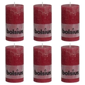Bolsius Rustika blockljus 6 st 130x68 mm vinröd
