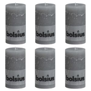 Bolsius Rustika blockljus 6 st 130x68 mm ljusgrå