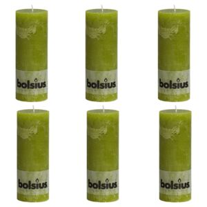 Bolsius Rustika blockljus 6 st 190x68 mm mossgrön