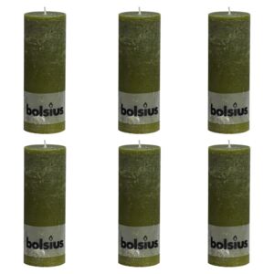 Bolsius Rustika blockljus 6 st 190x68 mm olivgrön