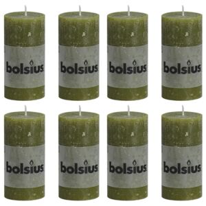 Bolsius Rustika blockljus 8 st 100x50 mm olivgrön