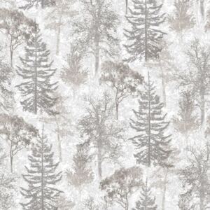 Evergreen Tapet Trees vit och grå