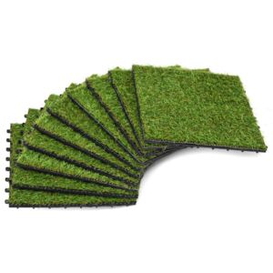 VidaXL Konstgräsplattor 10 st 30x30 cm grön