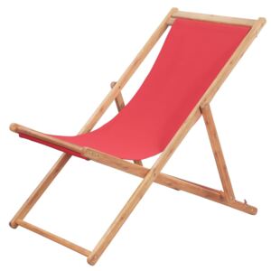VidaXL Hopfällbar strandstol tyg och träram röd