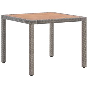 VidaXL Trädgårdsbord grå 90x90x75 cm konstrotting massivt akaciaträ