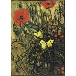 Steve Art Gallery Poppies and Butterflies,Vincent Van Gogh,34.5x25.5cm