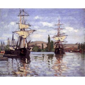 Steve Art Gallery Ships Riding on the Seine at Rouen,Claude Monet,37.7x46cm