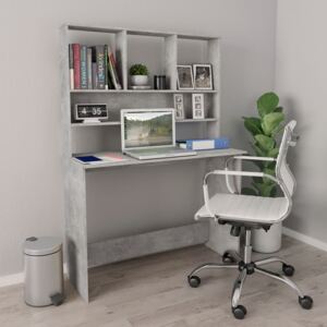 VidaXL Skrivbord med hyllor betonggrå 110x45x157 cm spånskiva