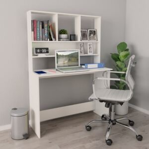 VidaXL Skrivbord med hyllor vit 110x45x157 cm spånskiva