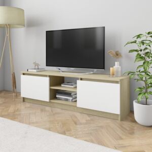 VidaXL TV-bänk vit och sonoma ek 120x30x35,5 cm spånskiva