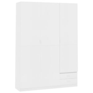 VidaXL Garderob 3 dörrar vit 120x50x180 cm spånskiva