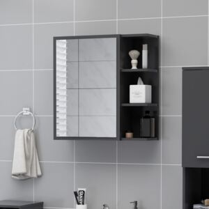 VidaXL Spegelskåp för badrum grå 62,5x20,5x64 cm spånskiva