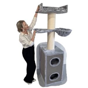 RHR Quality Maine Coon Tower Box Komfort katt skrapstolpe ljusgrå XL