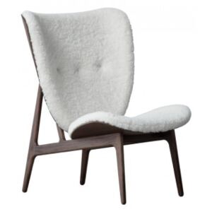 ELEPHANT Lounge Chair - Sheepskin: Frame-Dark Stained Fabric-Sheepskin-Off White